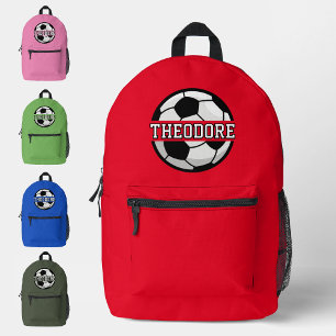 Mochila Impresa Chicos Nombre Personalizado Fútbol Fútbol Rojo Gen