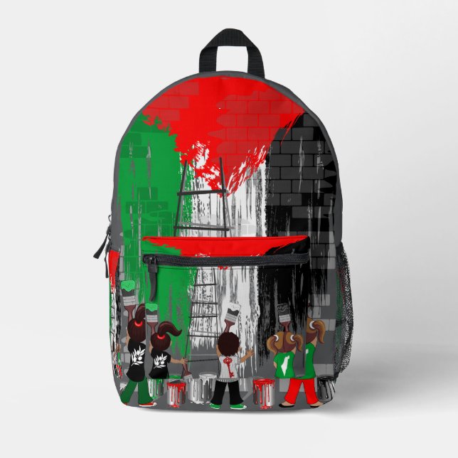 Mochila Impresa Children of Gaza Painting Palestine Flag  (Anverso)