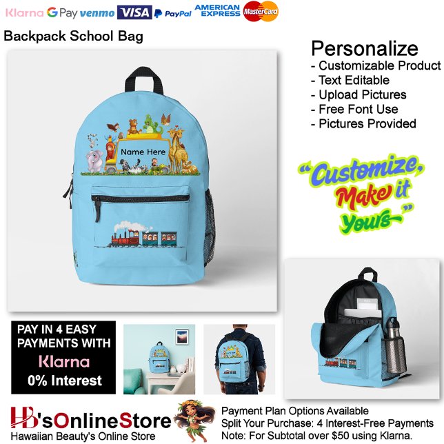Mochila Impresa Choo Choo Train Loco Motive Blue children 8 (Choo Choo Train Loco Motive Blue children Printed Backpack 8.)