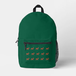 Mochila Impresa Ciervo Patrón Nórdico Verde  