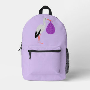 Mochila Impresa Cigüeña bebé neutra de género púrpura