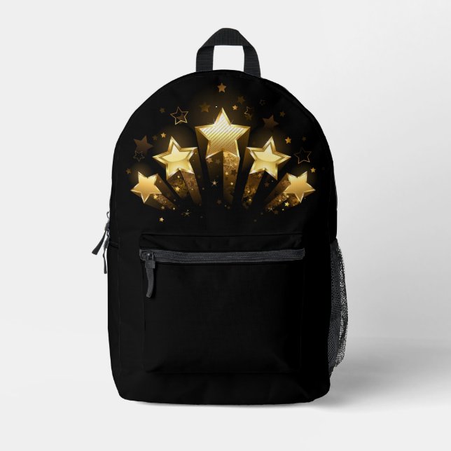 Mochila Impresa Cinco estrellas de oro en negro (Anverso)