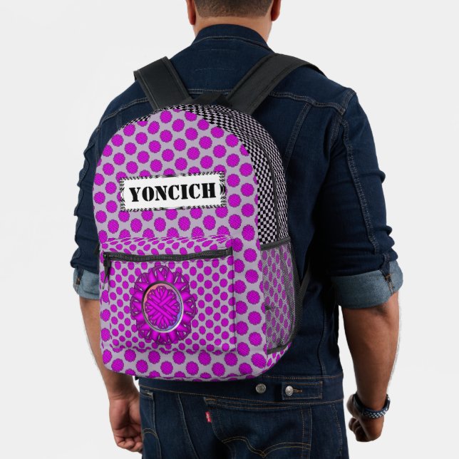 Mochila Impresa Cinta morada de flores por Kenneth Yoncich (Insitu (Modelo))