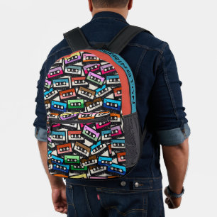 Mochila Impresa Cintas de caja retro de nombre personalizado
