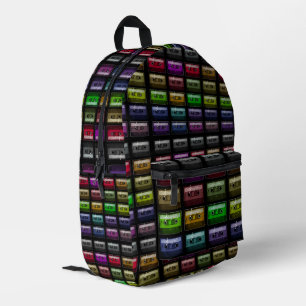 MOCHILA IMPRESA CINTAS DE CASSETTE AMANTE DE LA MÚSICA RETRO