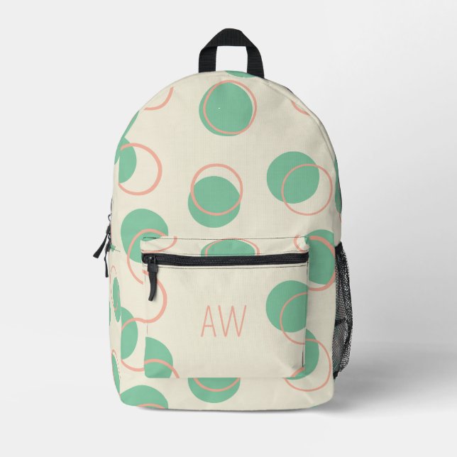 Mochila Impresa Círculos geométricos verdes pequeños (Círculos geo (Anverso)