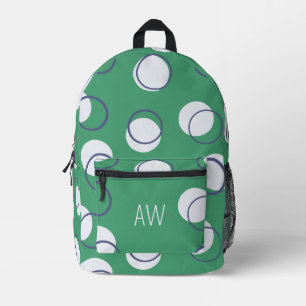 Mochila Impresa Círculos geométricos verdes simples Iniciales de m
