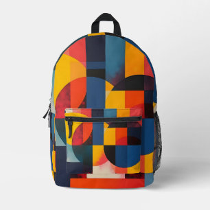 Mochila Impresa Círculos geométricos y bloques de color