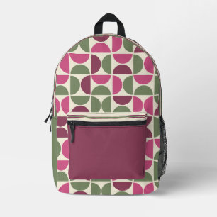 Mochila Impresa Círculos retro/medio siglo rosa y verde
