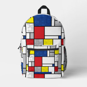 Mochila Impresa Círculos Retro Mondrian Minimalista Arte Mod De St
