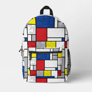 Mochila Impresa Círculos Retro Mondrian Minimalista Arte Mod De St