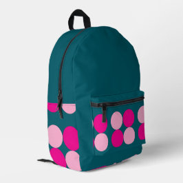 Mochila Impresa Círculos rosados sobre verde grande