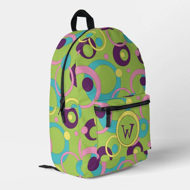 Mochila Impresa Círculos Verdes Divertidos (Esquina izquierda trasera)