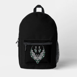 Mochila Impresa Cisnes de Cristal Esmeralda | Joyería de Lujo
