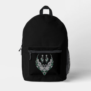 Mochila Impresa Cisnes de Cristal Esmeralda Joyería de Lujo
