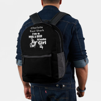 Mochila Impresa Cita de billar y cerveza con pantalla retro