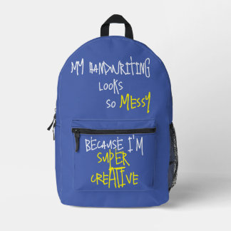 Mochila Impresa Cita divertida porque soy azul súper creativo