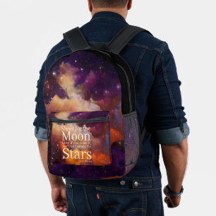 Mochila Impresa Cita Inspiradora de Nebula, Naranja púrpura