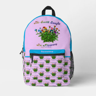 Mochila Impresa Cita Personalizada De Cita De Flores En La Tierra