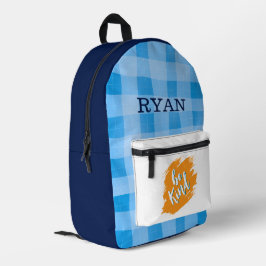 Mochila Impresa Cita Ser Amable Mostaza Naranja Salpicadura Gingha