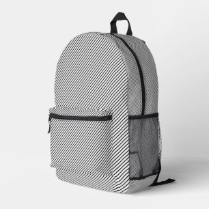 Mochila Impresa Clásica Pinstripe Blanco Negro