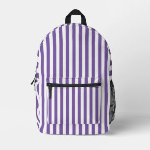 Mochila Impresa Clásico de rayas verticales moradas y blancas
