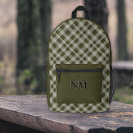 Mochila Impresa Clásico Plaid Verde Salvia Personalizado