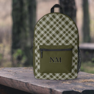Mochila Impresa Clásico Plaid Verde Salvia Personalizado