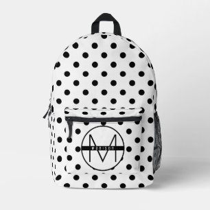 Mochila Impresa Clásicos niños monogramas con puntos de polka blan