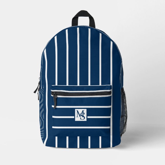 Mochila Impresa Classic Blue And White Stripes (Anverso)