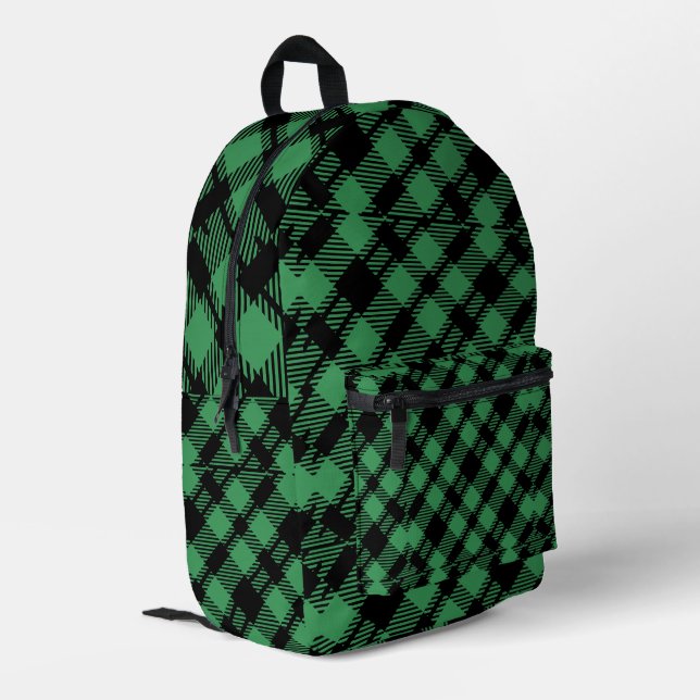Mochila Impresa Classic Holiday Green Checkered Pattern  (Esquina izquierda trasera)