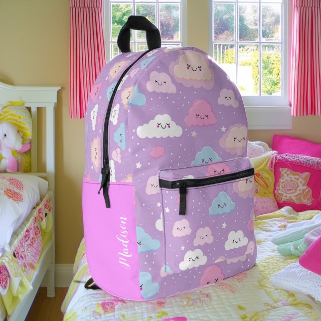 Mochila Impresa Clouds Happy Whimsical Pink Personalizado (Subido por el creador)