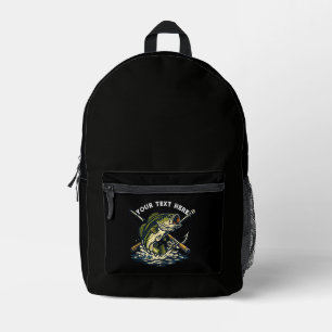 Mochila Impresa Club de Pesca Vintage Emblema Retro de Lubina