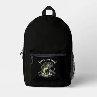 Mochila Impresa Club de Pesca Vintage Emblema Retro de Lubina