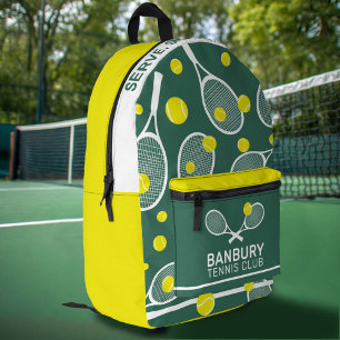 Mochila Impresa Club de tenis personalizado blanco verde amarillo