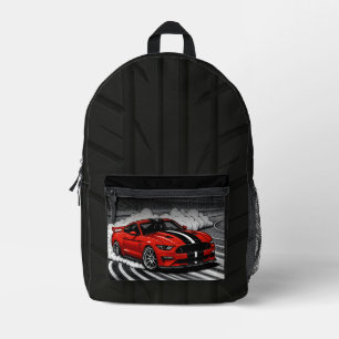 Mochila Impresa Coche a la Deriva Rojo Músculo