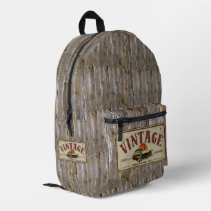 Mochila Impresa Coche Clásico Antiguo Edición Limitada Madera Viej