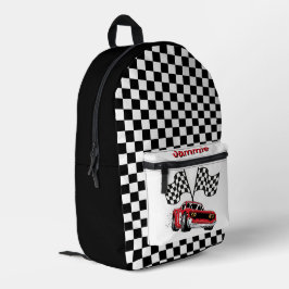Mochila Impresa Coche de Carreras Rojo Personalizado