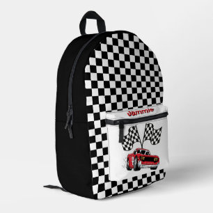 Mochila Impresa Coche de Carreras Rojo Personalizado