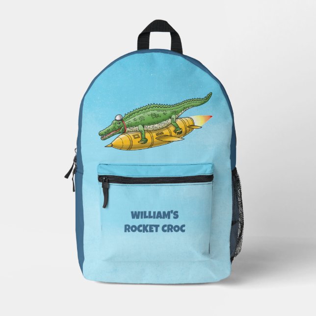 Mochila Impresa Cocodrilo Cohete (Anverso)