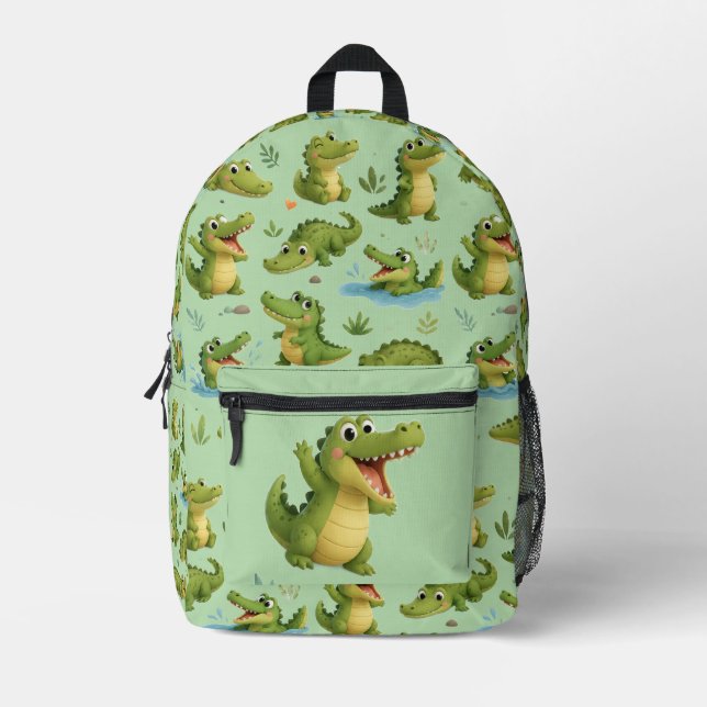 Mochila Impresa Cocodrilo Verde impreso en 3D (Anverso)