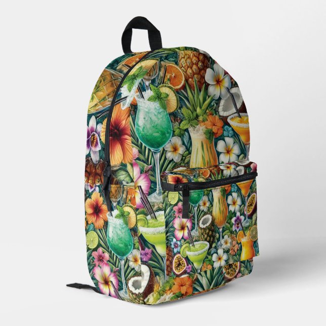 Mochila Impresa Cócteles tropicales y diseño floral (Esquina izquierda trasera)