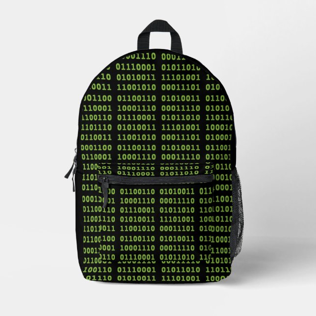 Mochila Impresa Código binario de computadora (Anverso)