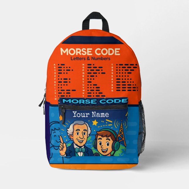 Mochila Impresa Código Morse y nombre personalizado de los niños d (Anverso)