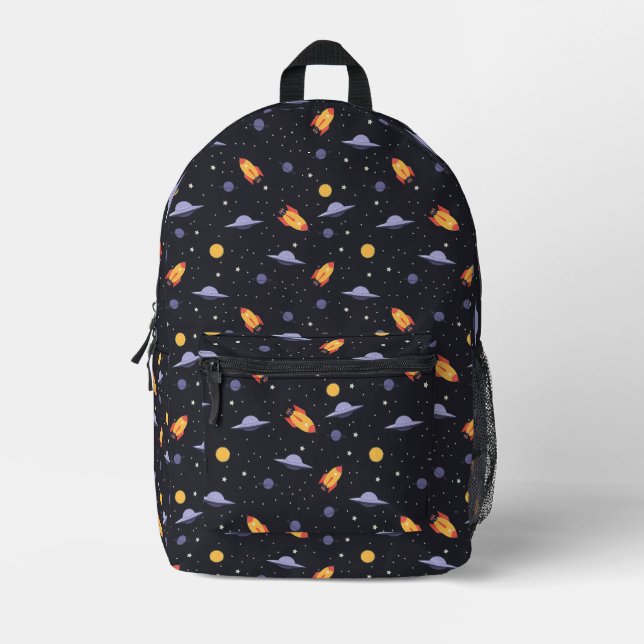 Mochila Impresa Cohetes Spaceships Planetas Espacio Galaxia Cosmo  (Anverso)
