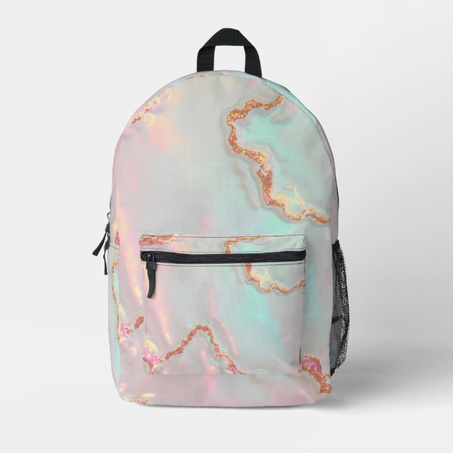 Mochila Impresa Colección de lujo moderna rosa suave menta dorada (Anverso)