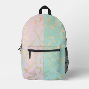 Mochila Impresa Colección de lujo trendy rosa suave menta dorada