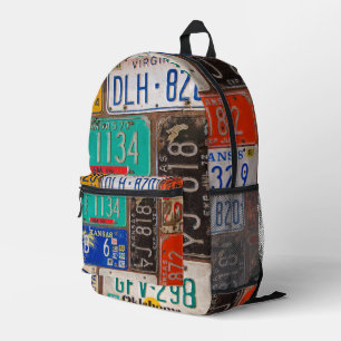 Mochila Impresa Colección de placas de licencia Rusty Retro