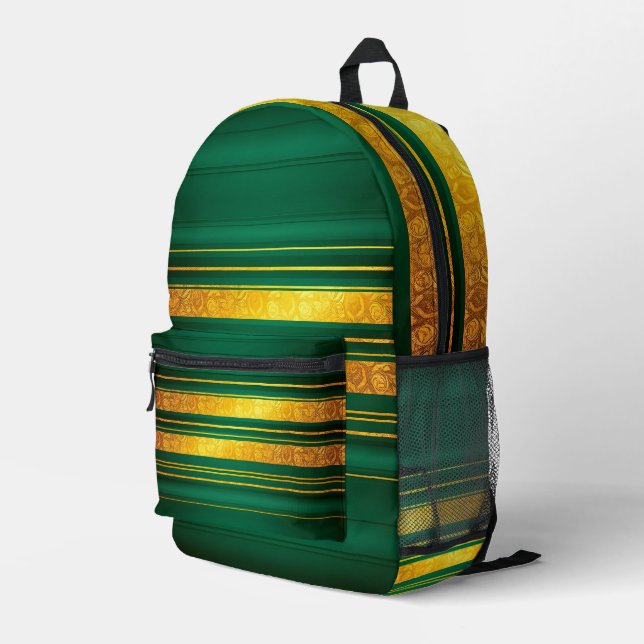 Mochila Impresa Colección popular de lona de lujo de oro verde (Esquina derecha trasera )