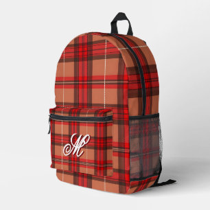 Mochila Impresa Colección Trendy Tartan de Plantas Rojas Tradicion